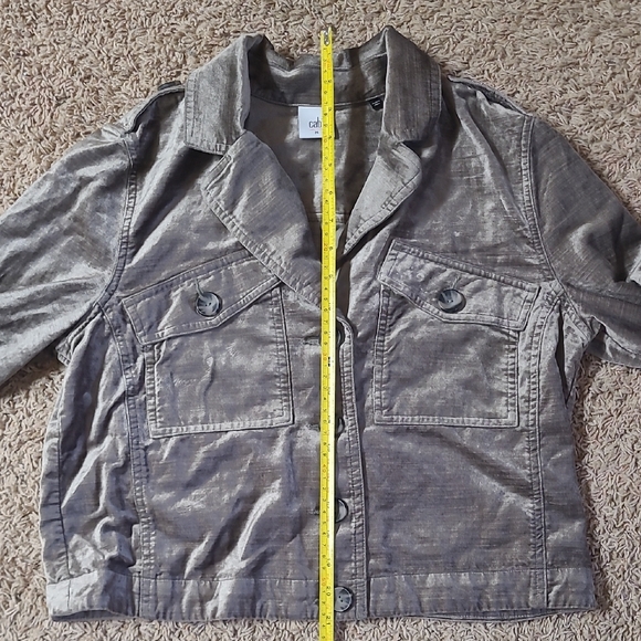 CAbi Sunday Topper Velvet Jacket Style 3377 Grey Cropped Velour Size Medium - Picture 4 of 9